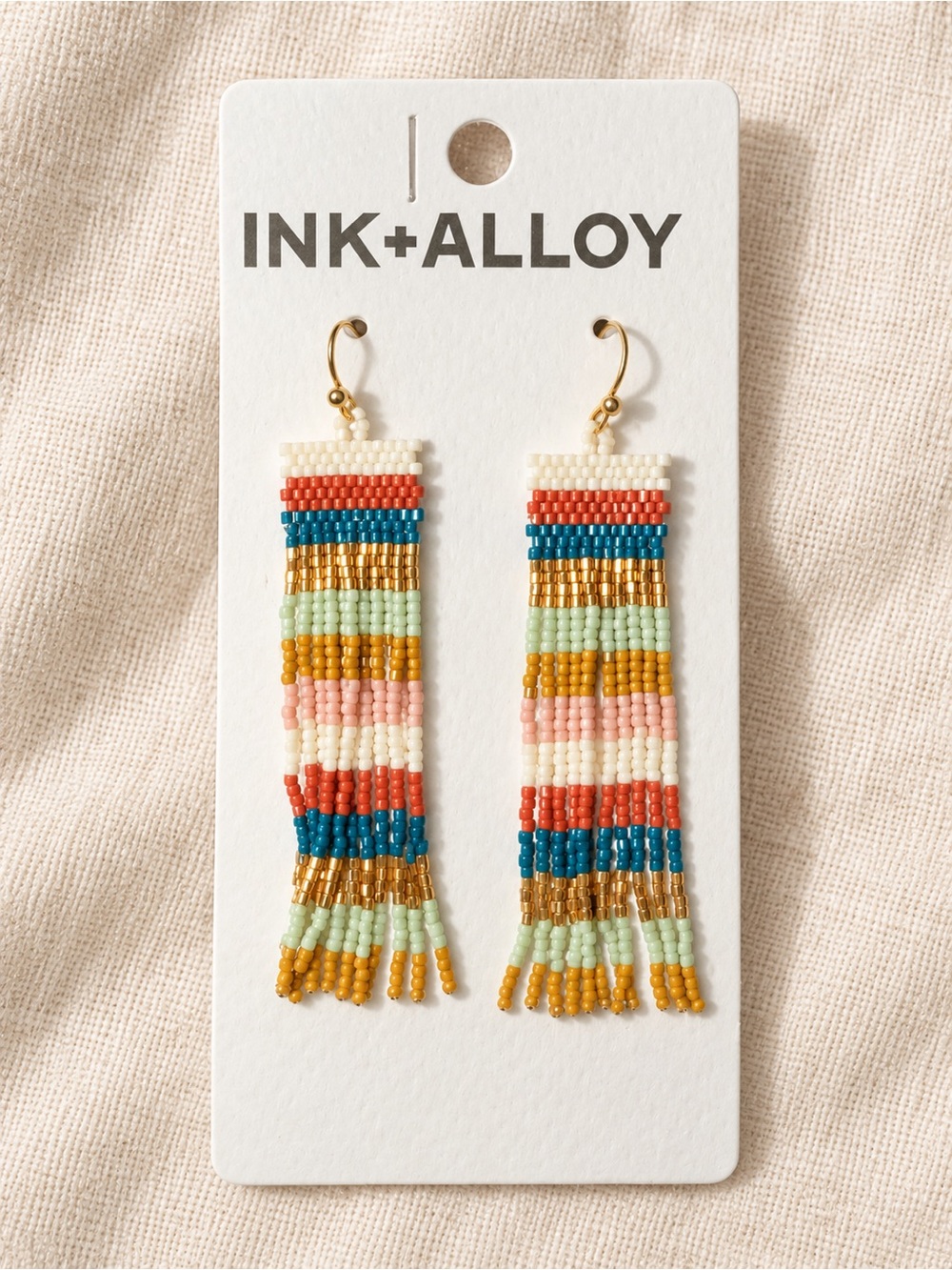 INK+ALLOY Lexie Multicolor Striped Seed Bead Fringe Earrings